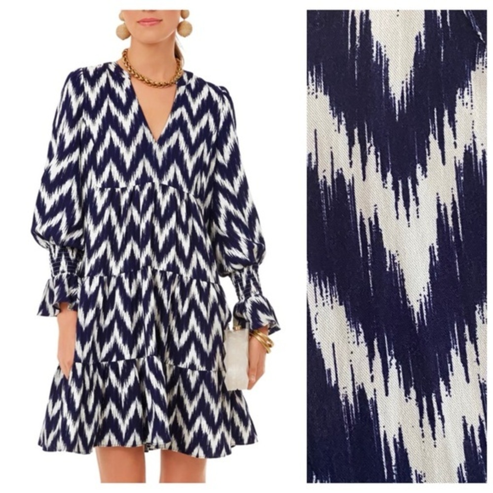 Tuckernuck Pomander Place Navy Blue Ikat Kenzo Dress XS